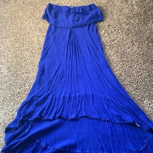 Royal blue high low strapless dress
